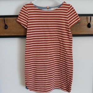 LOFT Burnt Orange Striped Swing Dress  Medium